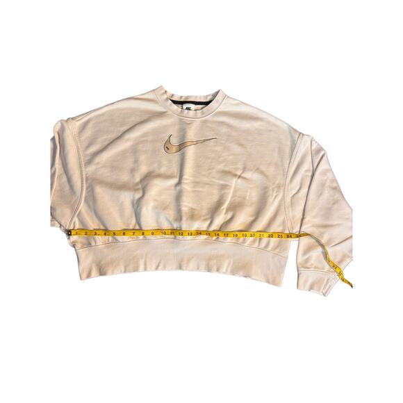 NIKE Women's Cropped Beige Crewneck Sweatshirt - Picture 4 of 7